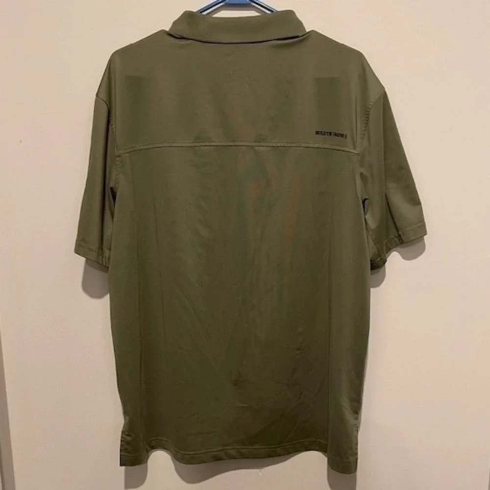 Duluth Trading Co Mens Relaxed Fit Polo Shirt Olive Green Pocket Stretch Large